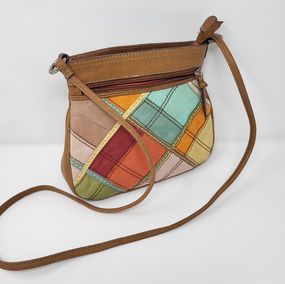 Fossil Women's Patchwork Leather/Canvas Crossbody Bag